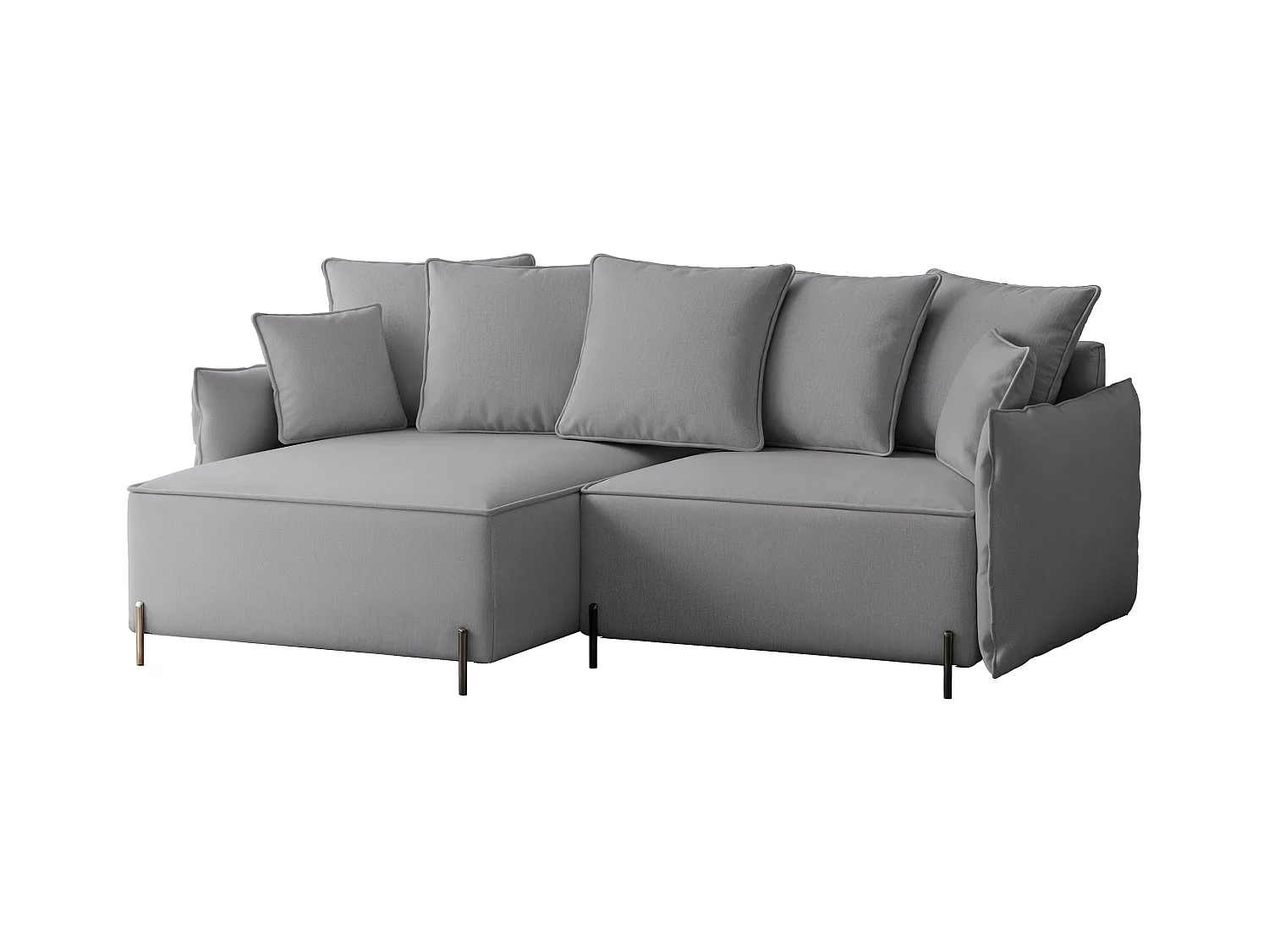 Canapé d'angle gauche convertible, gris