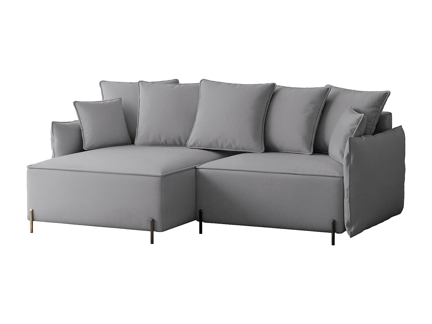 Canapé d'angle gauche convertible, gris