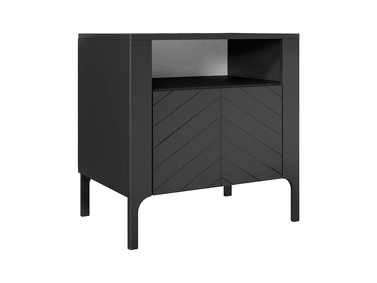Table de chevet avec 1 porte - Noir - LORIEN