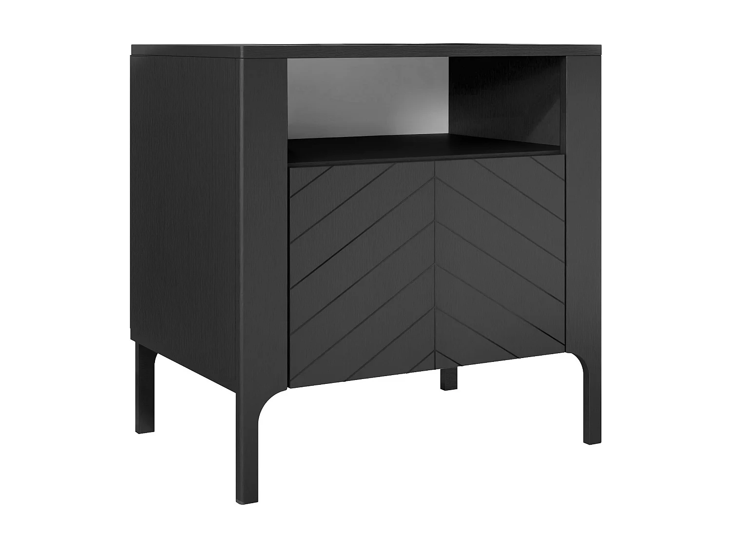 Table de chevet avec 1 porte - Noir - LORIEN