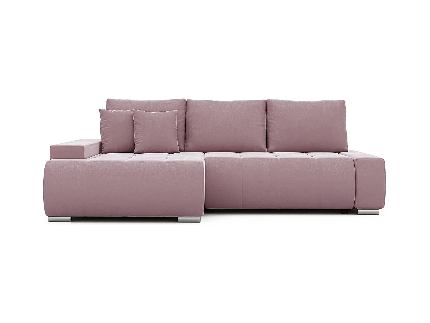 Canapé d'angle gauche convertible en velours, violet