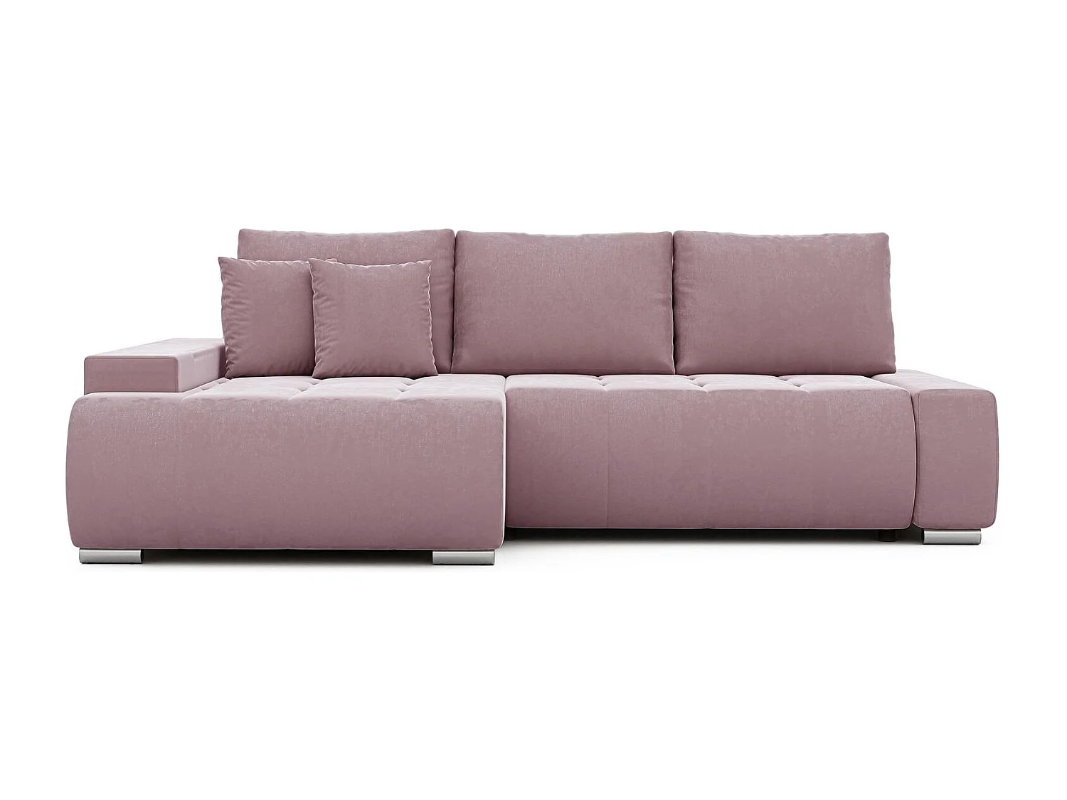 Canapé d'angle gauche convertible en velours, violet