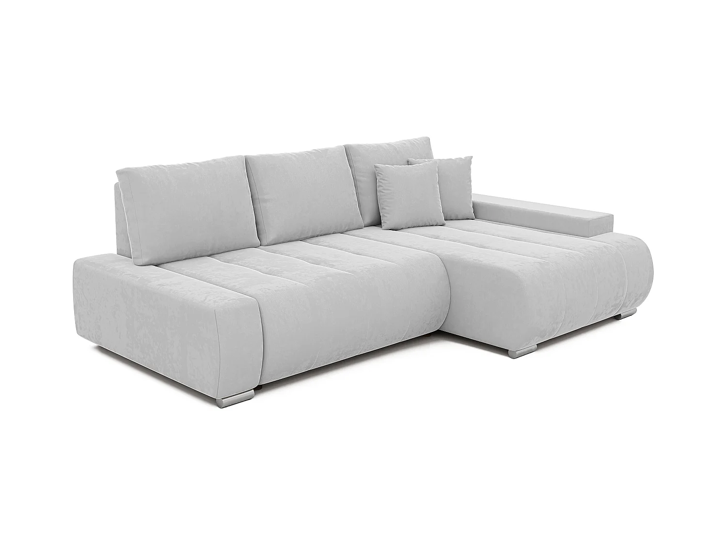 Canapé d'angle droit convertible en velours, gris