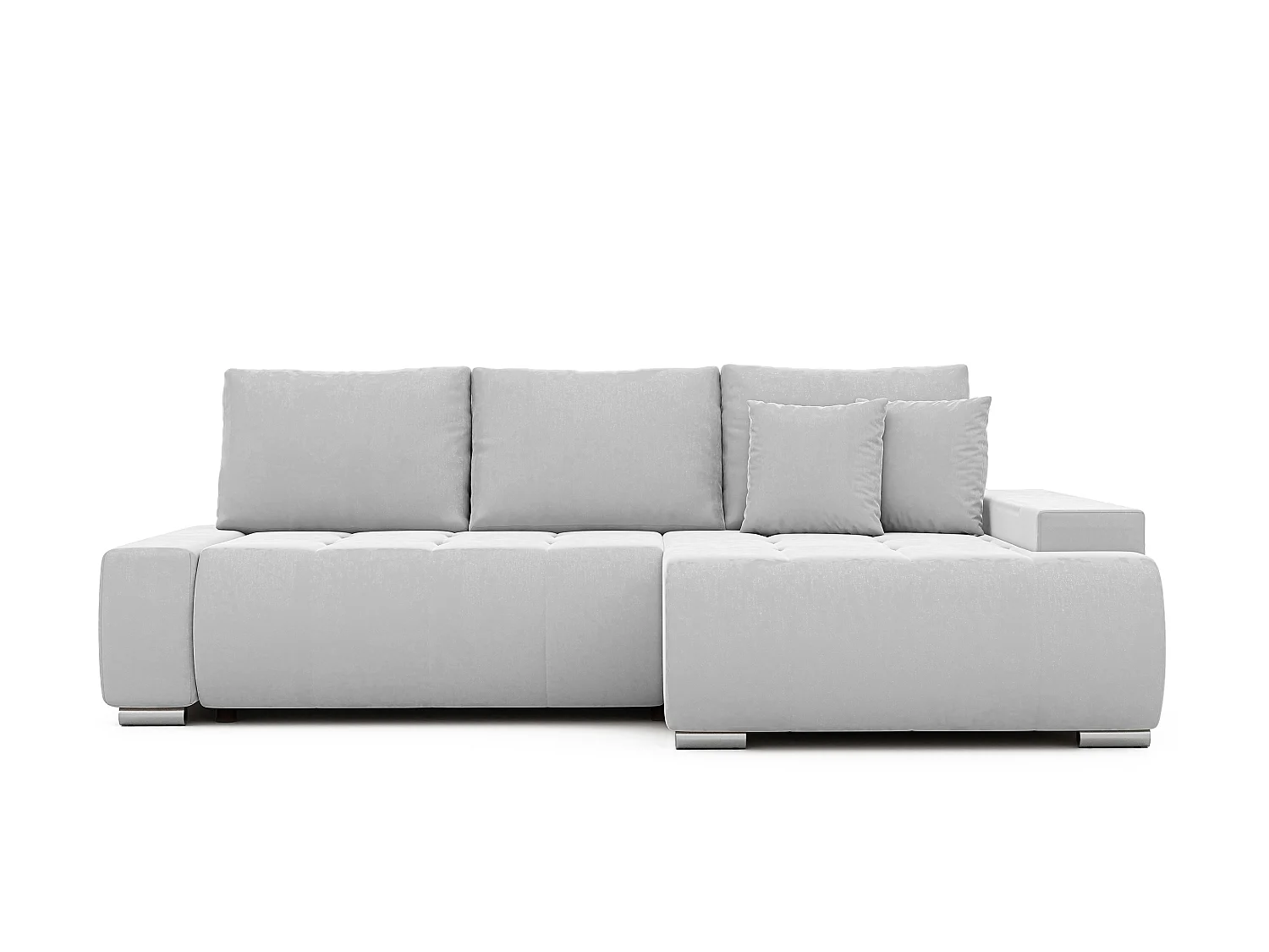 Canapé d'angle droit convertible en velours, gris