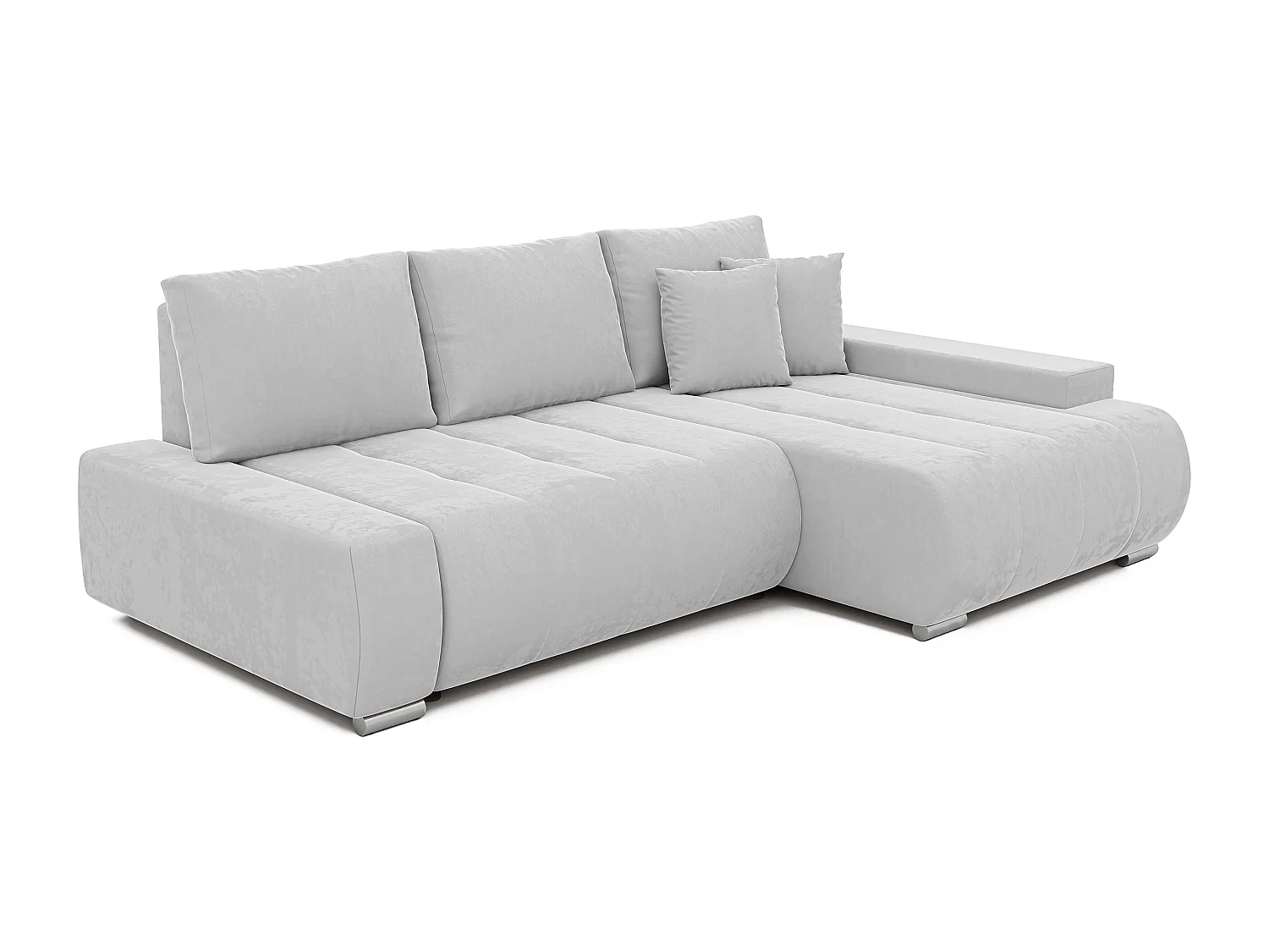 Canapé d'angle droit convertible en velours, gris