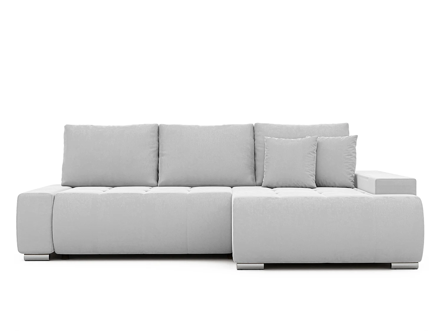 Canapé d'angle droit convertible en velours, gris