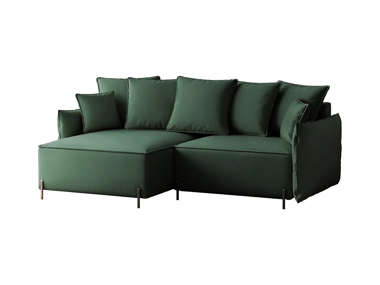 Canapé d'angle gauche convertible, vert