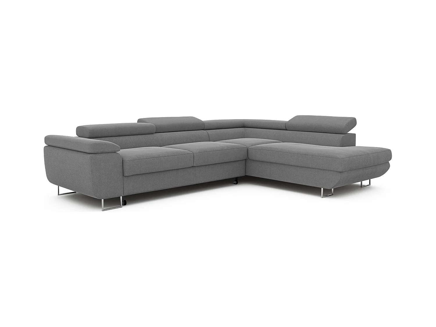 Canapé d'angle droit convertible en tissu gris