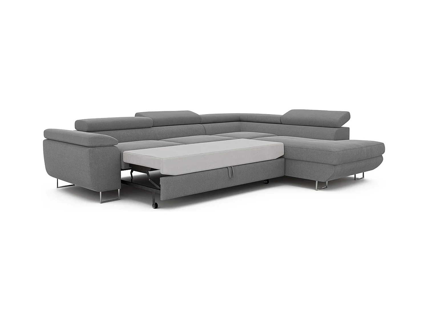 Canapé d'angle droit convertible en tissu gris