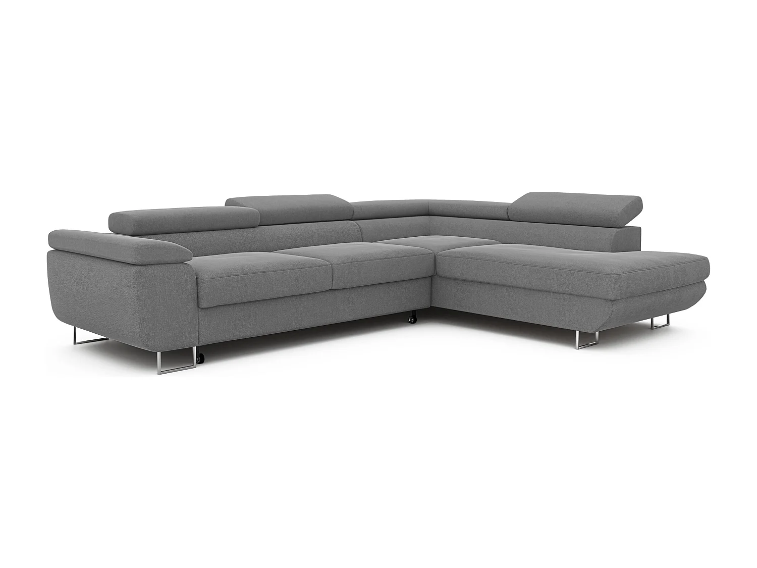Canapé d'angle droit convertible en tissu gris