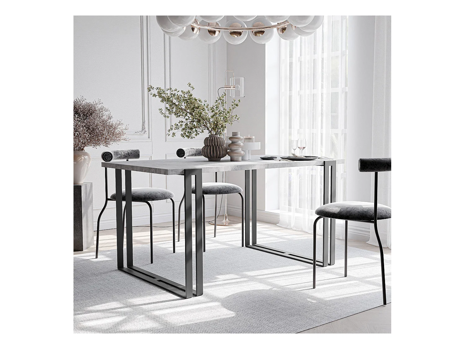 Table extensible bellato gris, 140x220