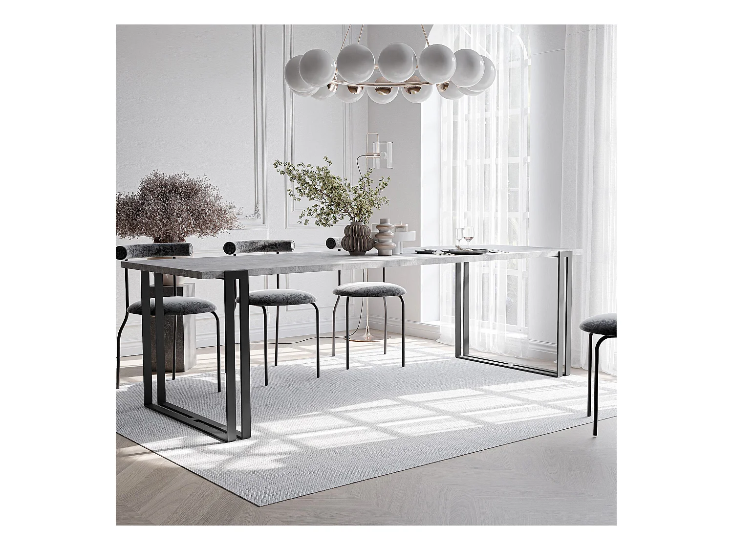 Table extensible bellato gris, 140x220