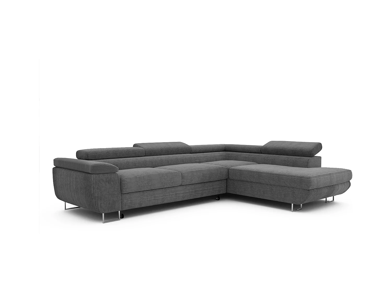 Canapé d'angle droit convertible en tissu gris foncé