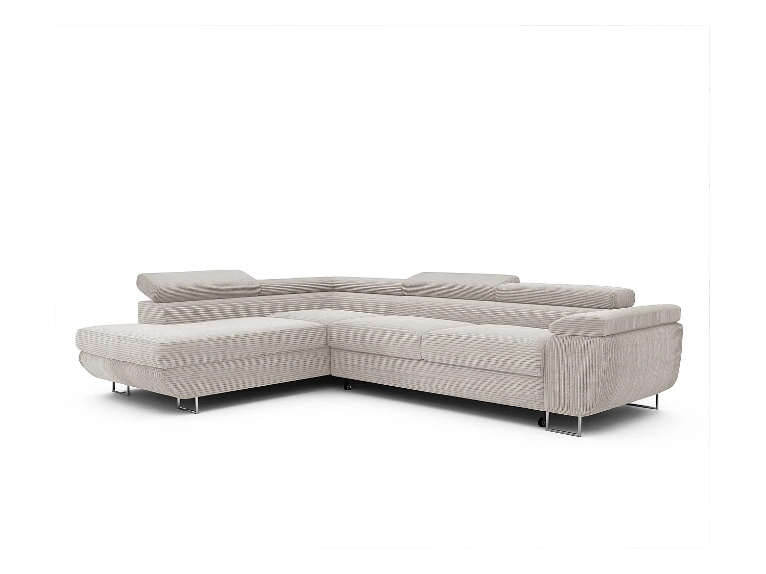 Canapé d'angle gauche convertible en tissu beige