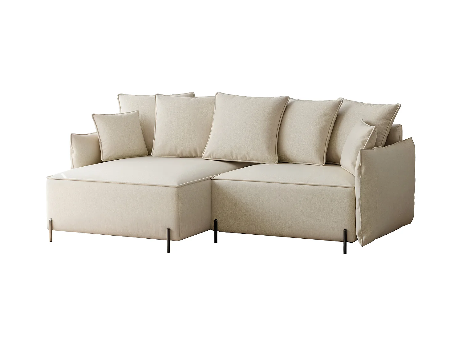 Canapé d'angle gauche convertible, beige