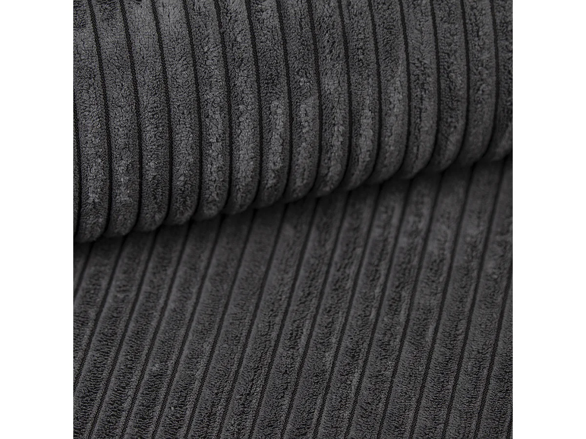 Canapé d'angle droit convertible en velours côtelé, graphite