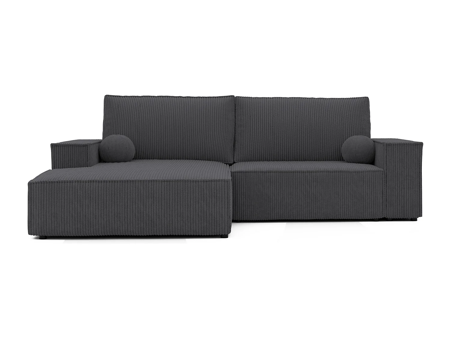 Canapé d'angle droit convertible en velours côtelé, graphite