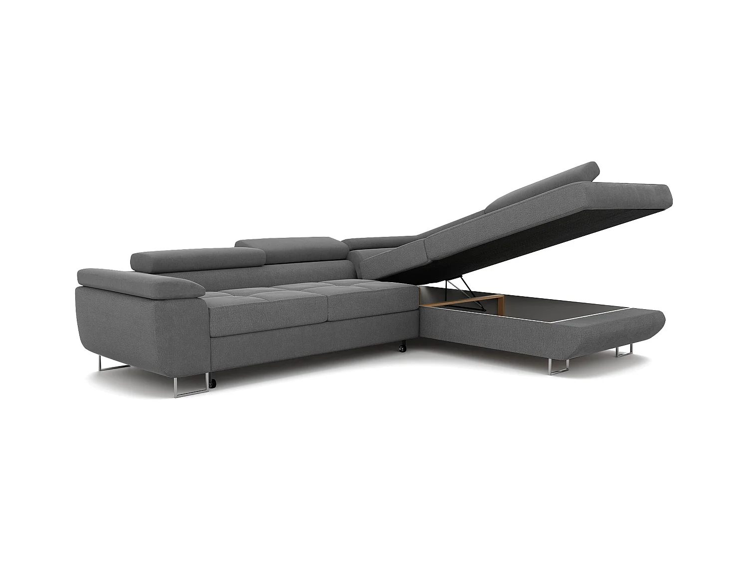 Canapé d'angle droit convertible en tissu gris