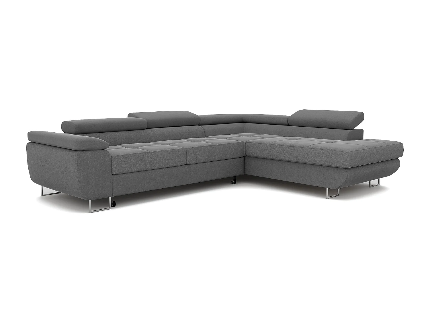 Canapé d'angle droit convertible en tissu gris