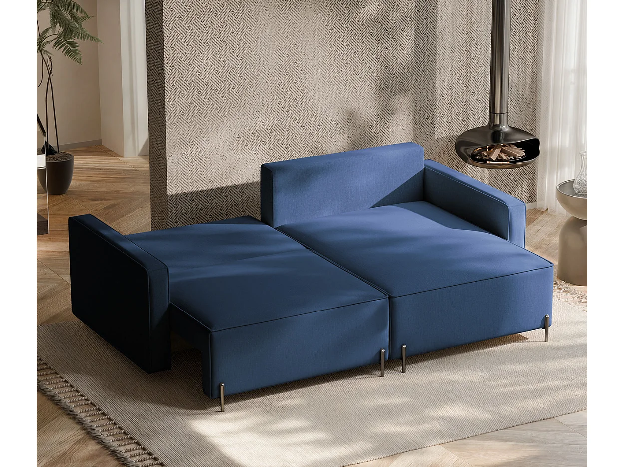 Canapé d'angle droit convertible, bleu