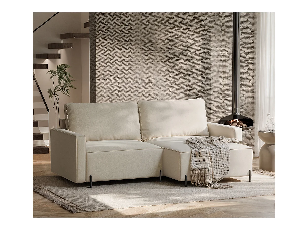Canapé d'angle droit convertible, beige