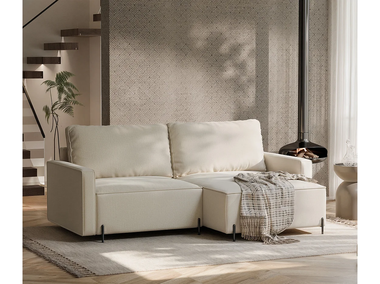 Canapé d'angle droit convertible, beige