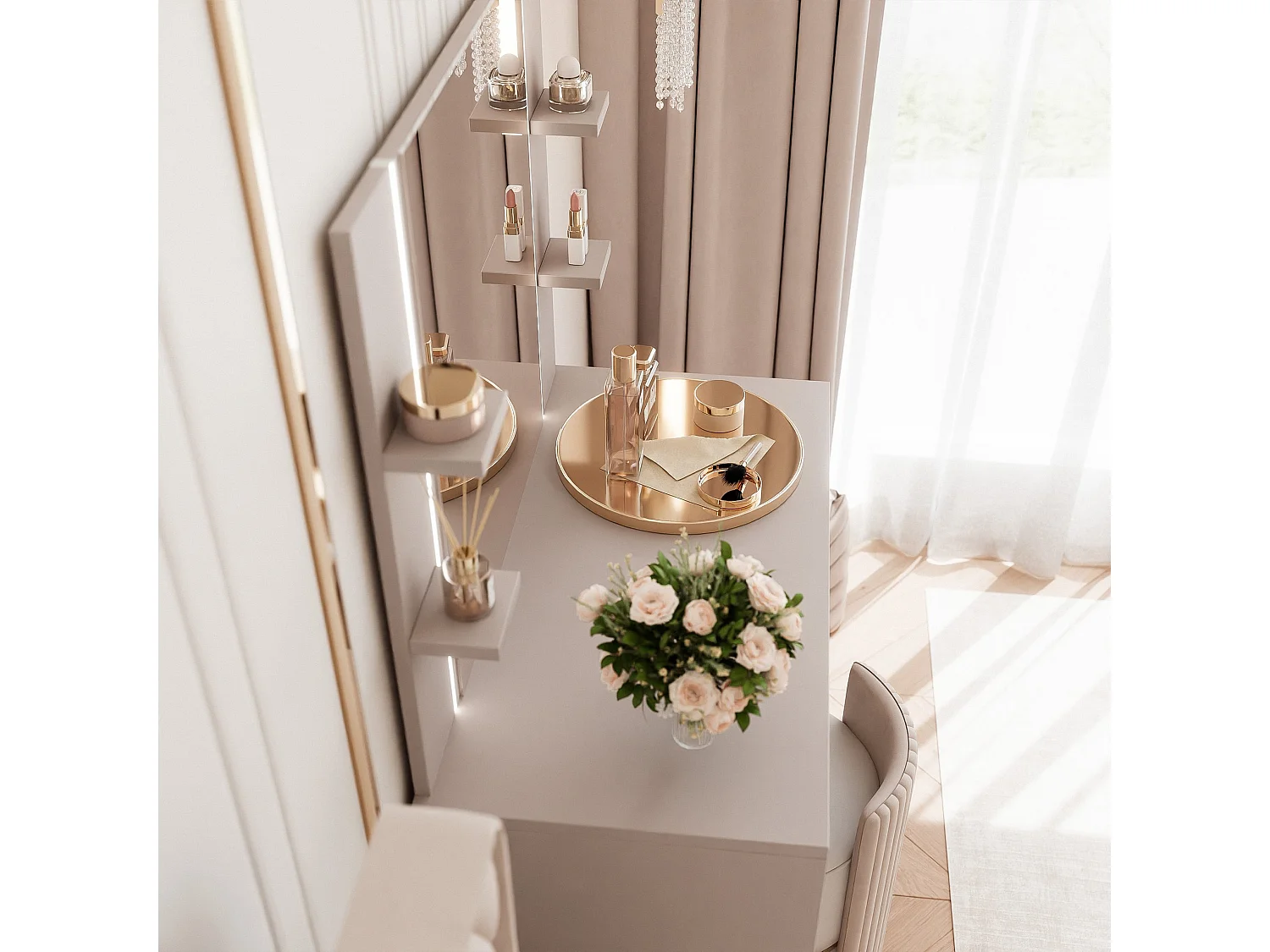 Coiffeuse ELENA Table De Maquillage Moderne Cachemire