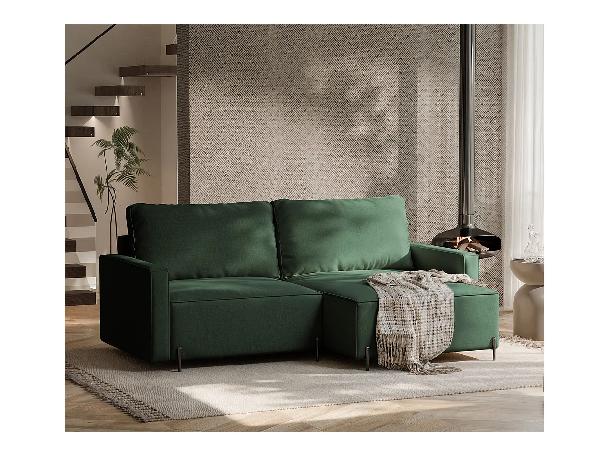 Canapé d'angle droit convertible, vert