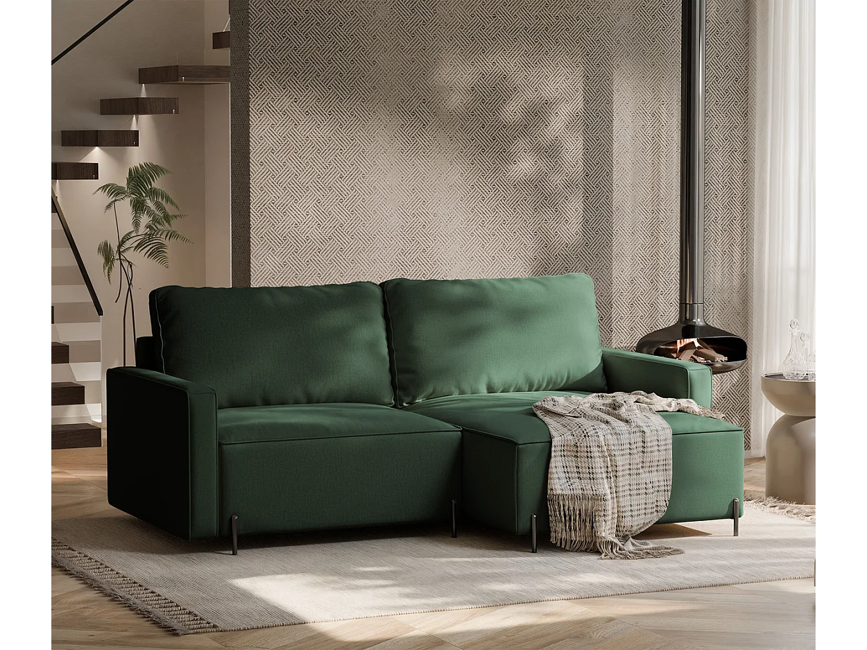 Canapé d'angle droit convertible, vert