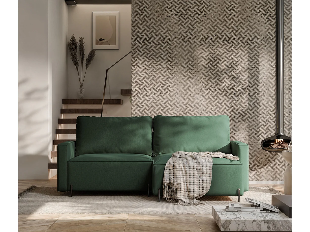 Canapé d'angle droit convertible, vert