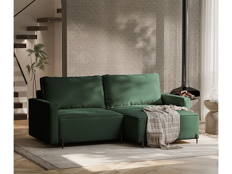 Canapé d'angle droit convertible, vert