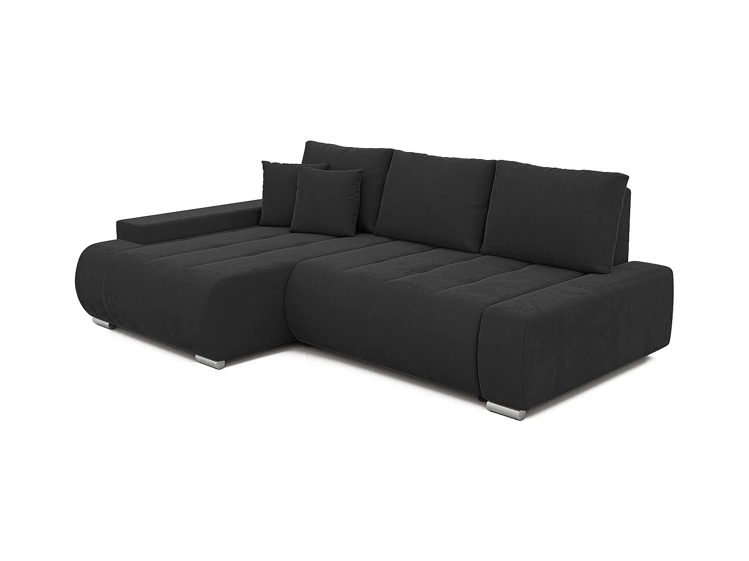 Canapé d'angle gauche convertible en velours, gris anthracite