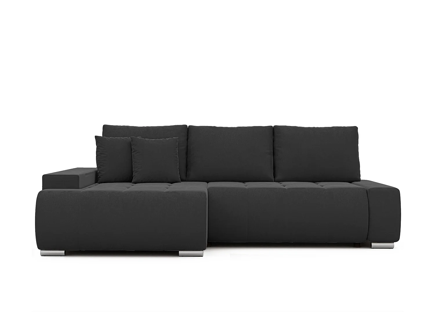 Canapé d'angle gauche convertible en velours, gris anthracite