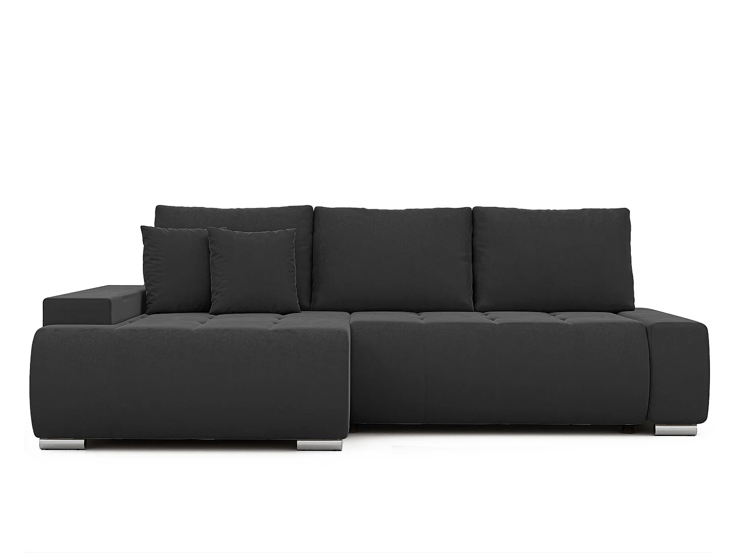 Canapé d'angle gauche convertible en velours, gris anthracite