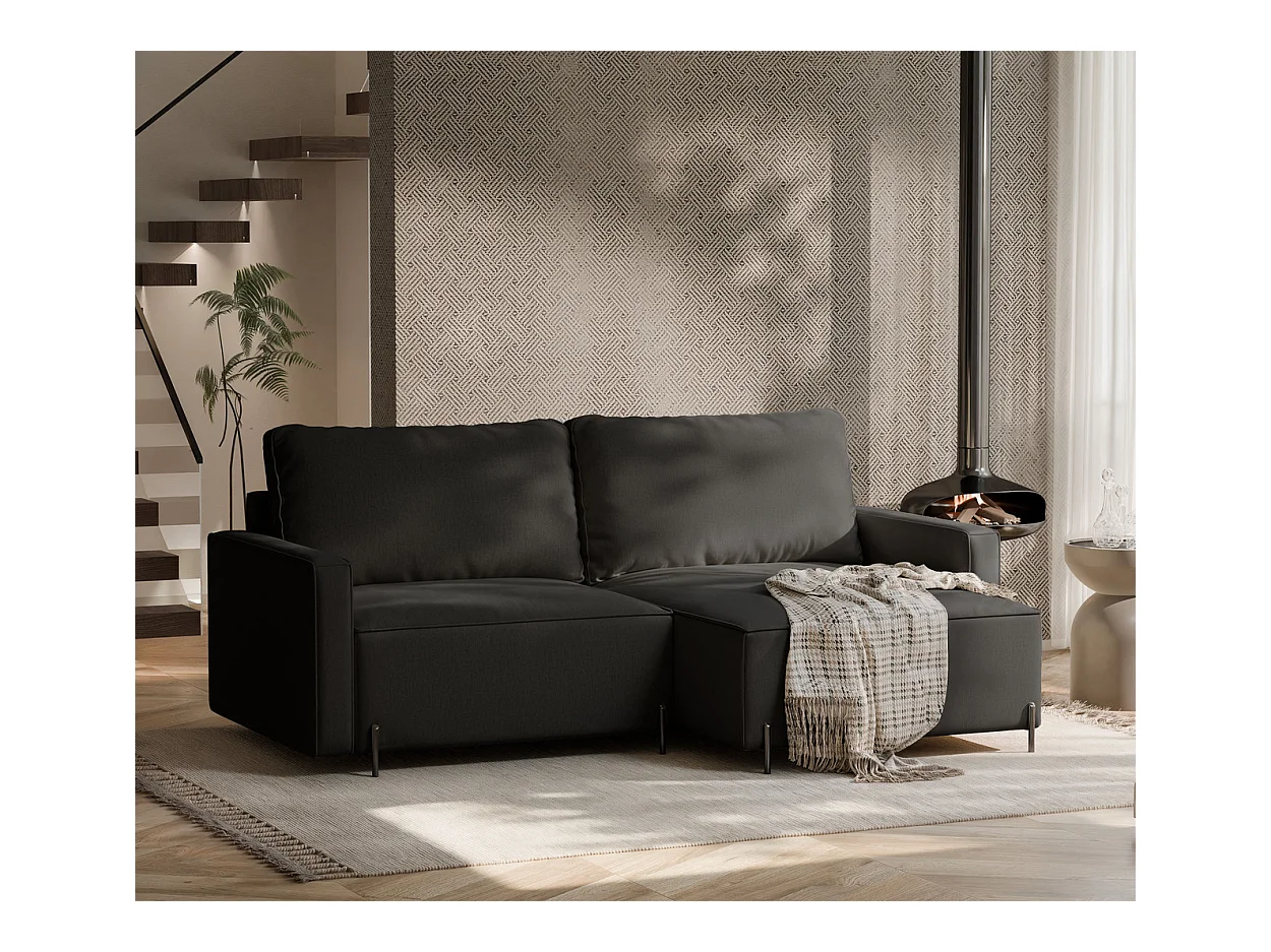 Canapé d'angle droit convertible, noir