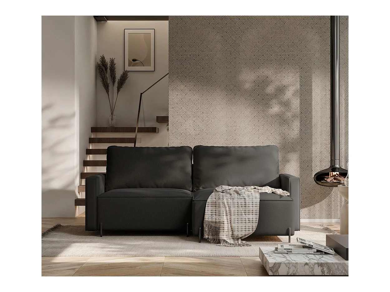 Canapé d'angle droit convertible, noir