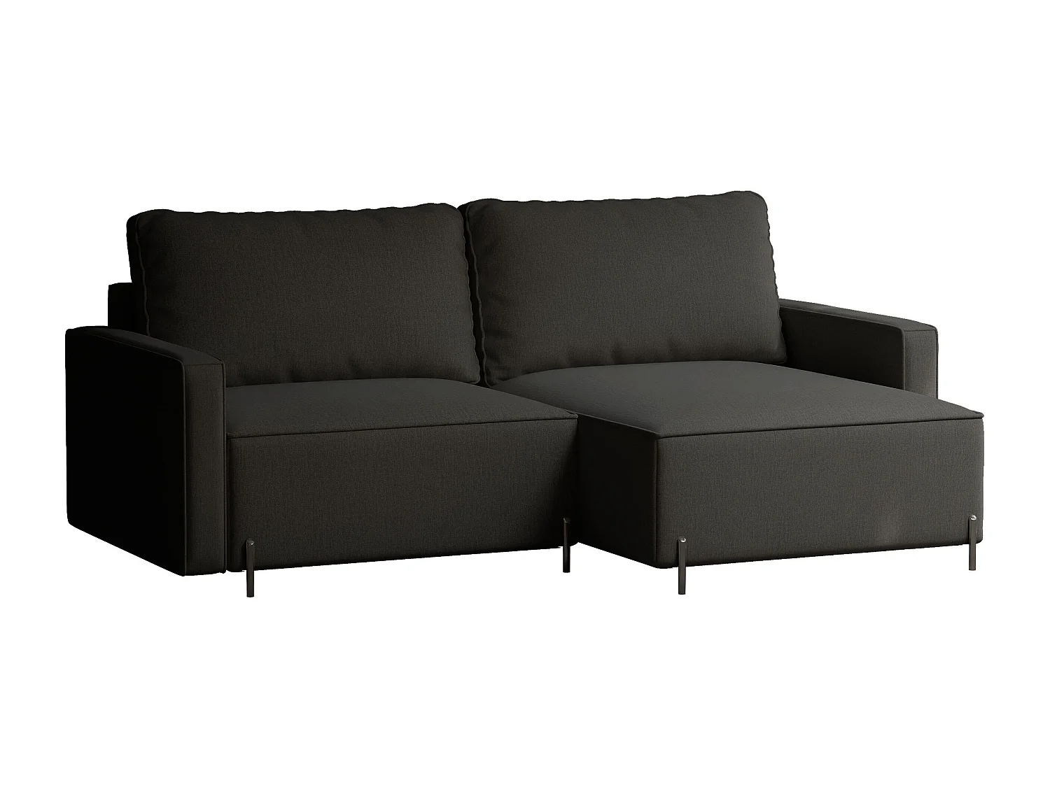 Canapé d'angle droit convertible, noir