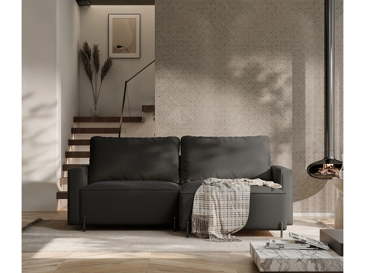 Canapé d'angle droit convertible, noir