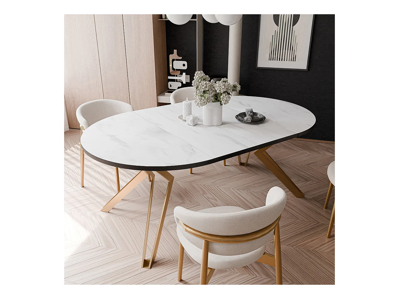 Table extensible marbre bianco