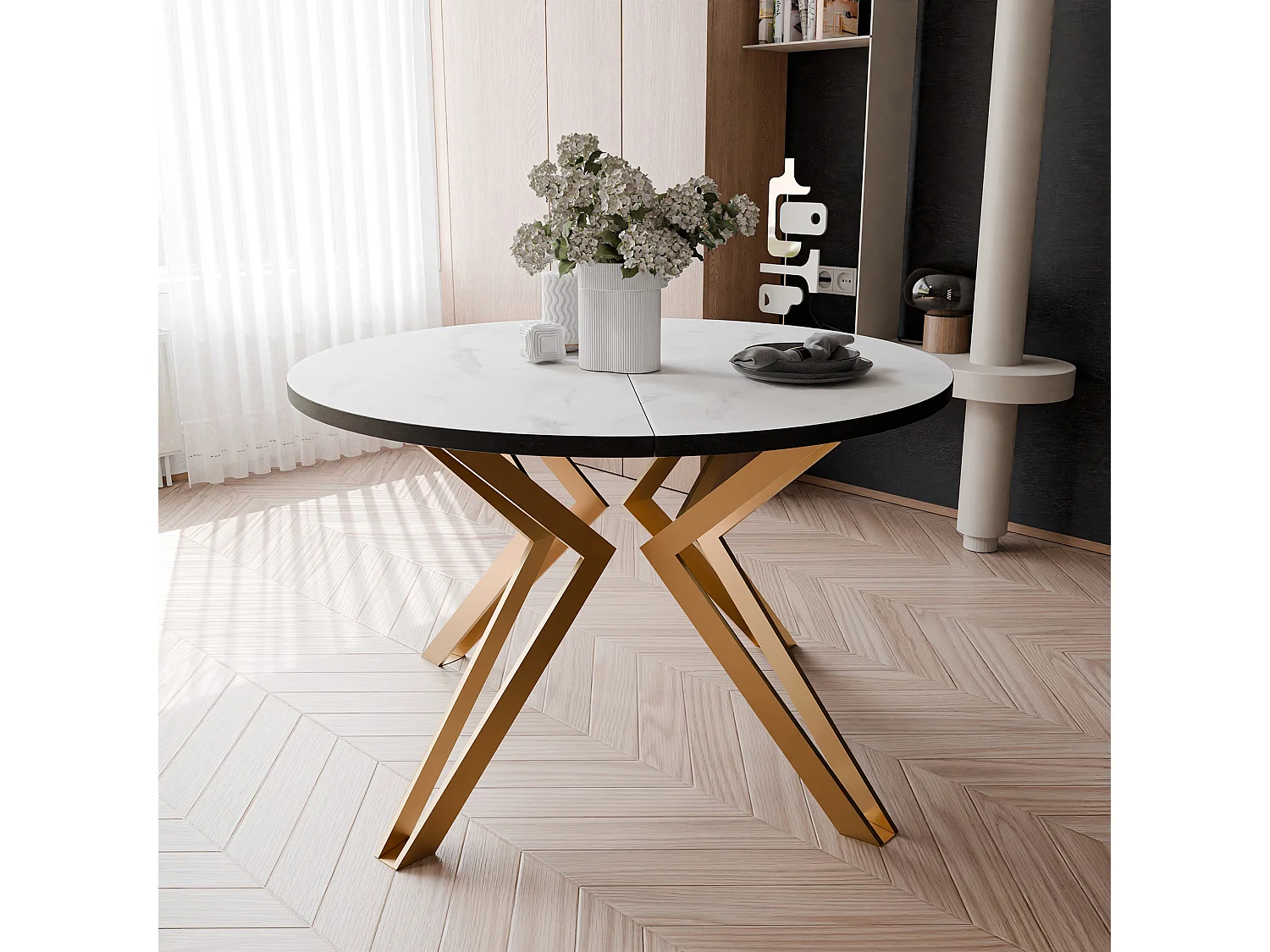 Table extensible marbre bianco