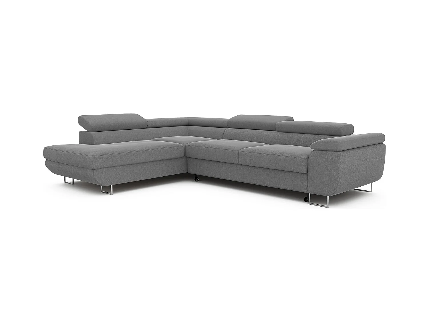 Canapé d'angle gauche convertible en tissu gris