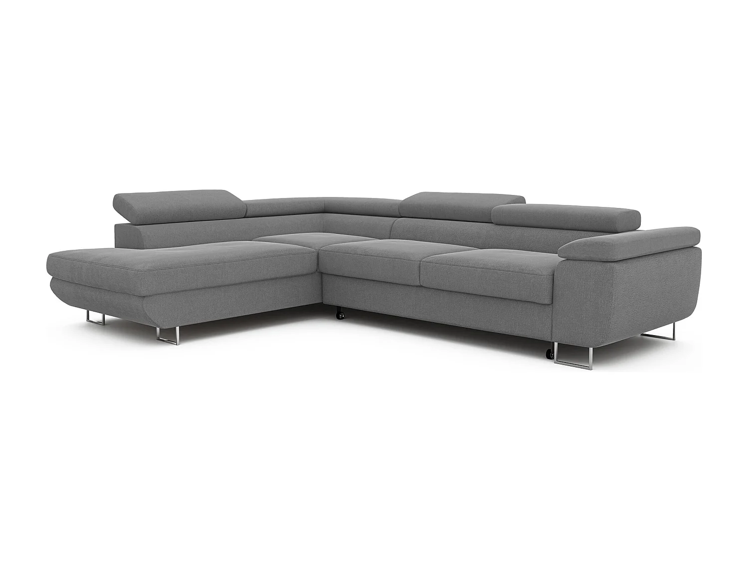 Canapé d'angle gauche convertible en tissu gris