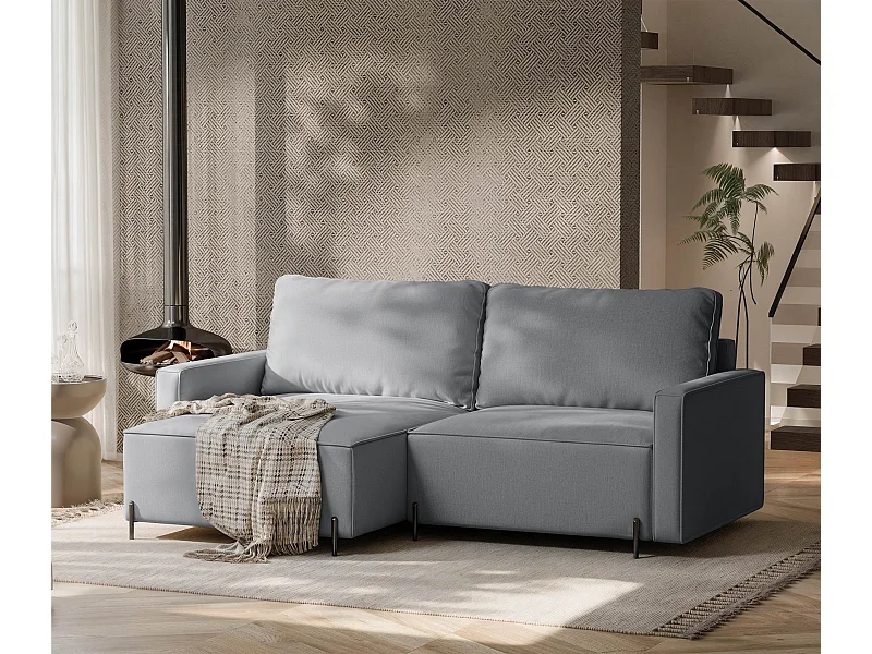 Canapé d'angle gauche convertible, gris