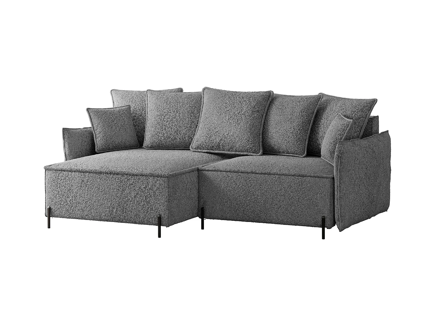 Canapé d'angle gauche convertible, gris