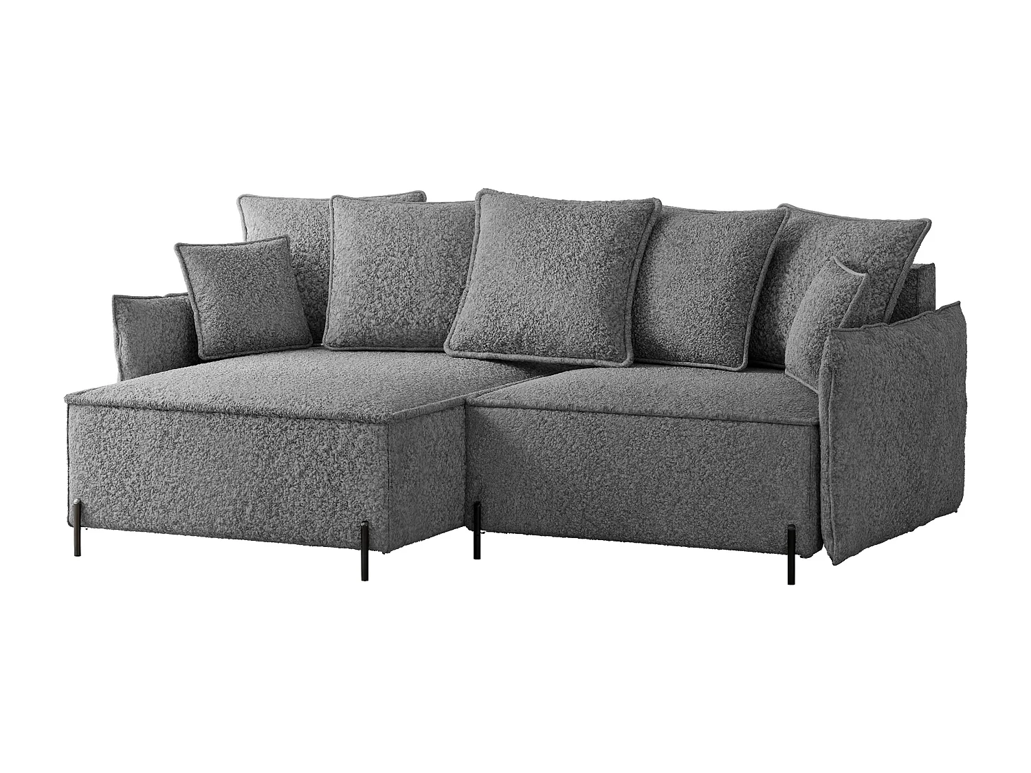 Canapé d'angle gauche convertible, gris