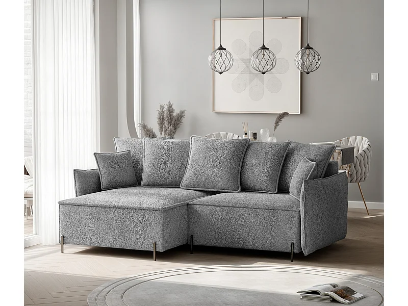 Canapé d'angle gauche convertible, gris