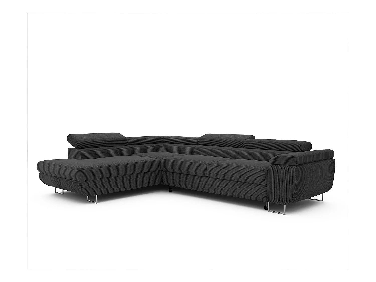 Canapé d'angle gauche convertible en tissu noir