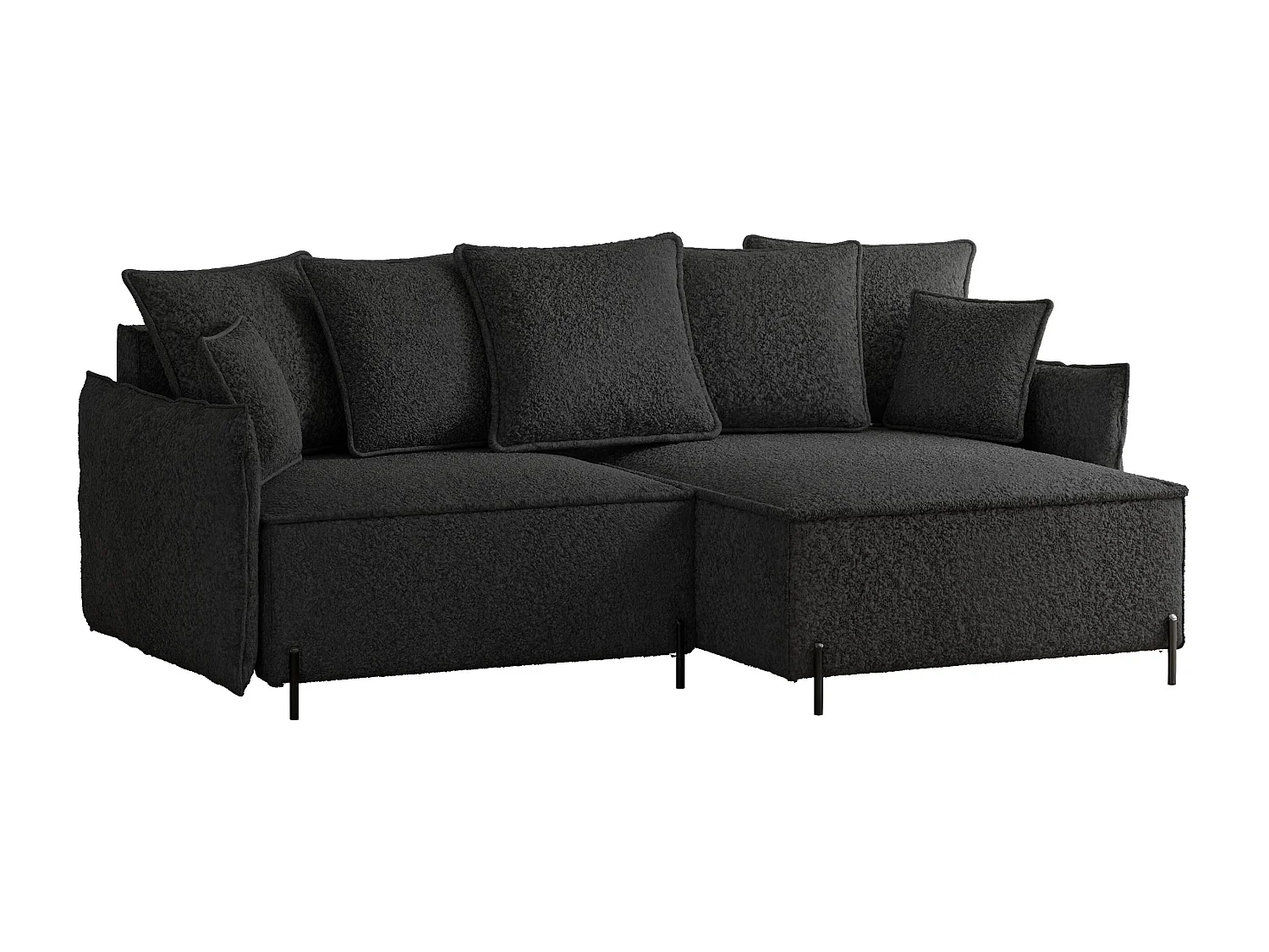 Canapé d'angle droit convertible, noir
