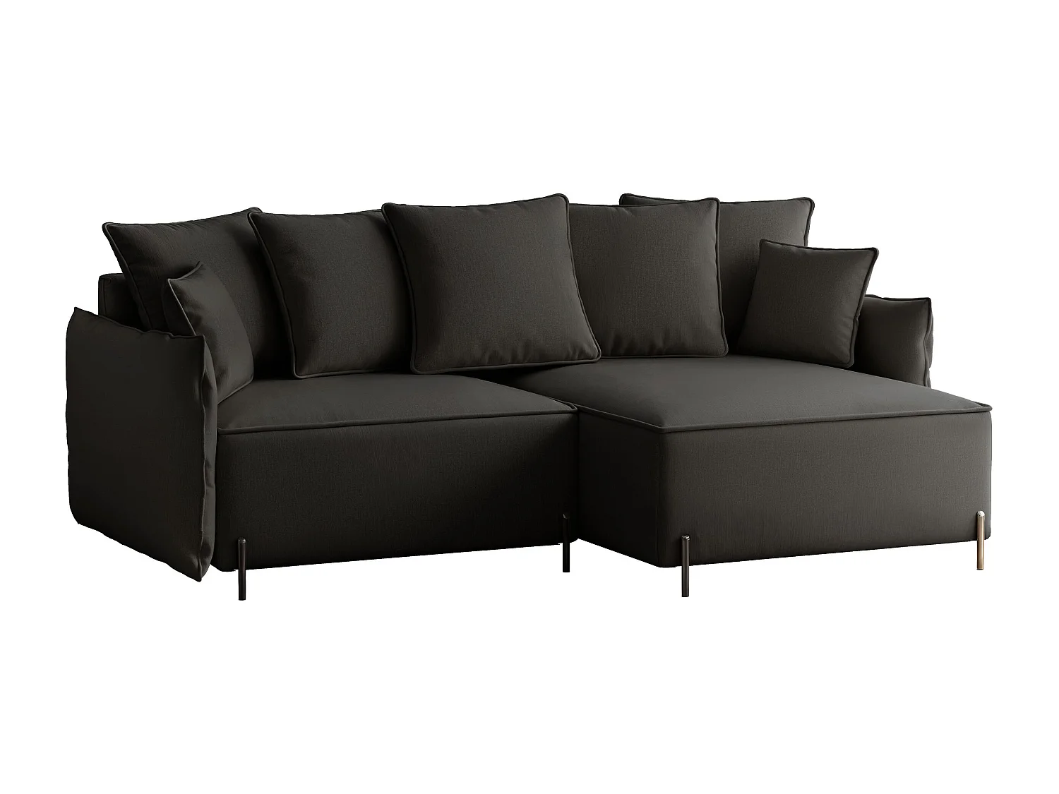 Canapé d'angle droit convertible, noir