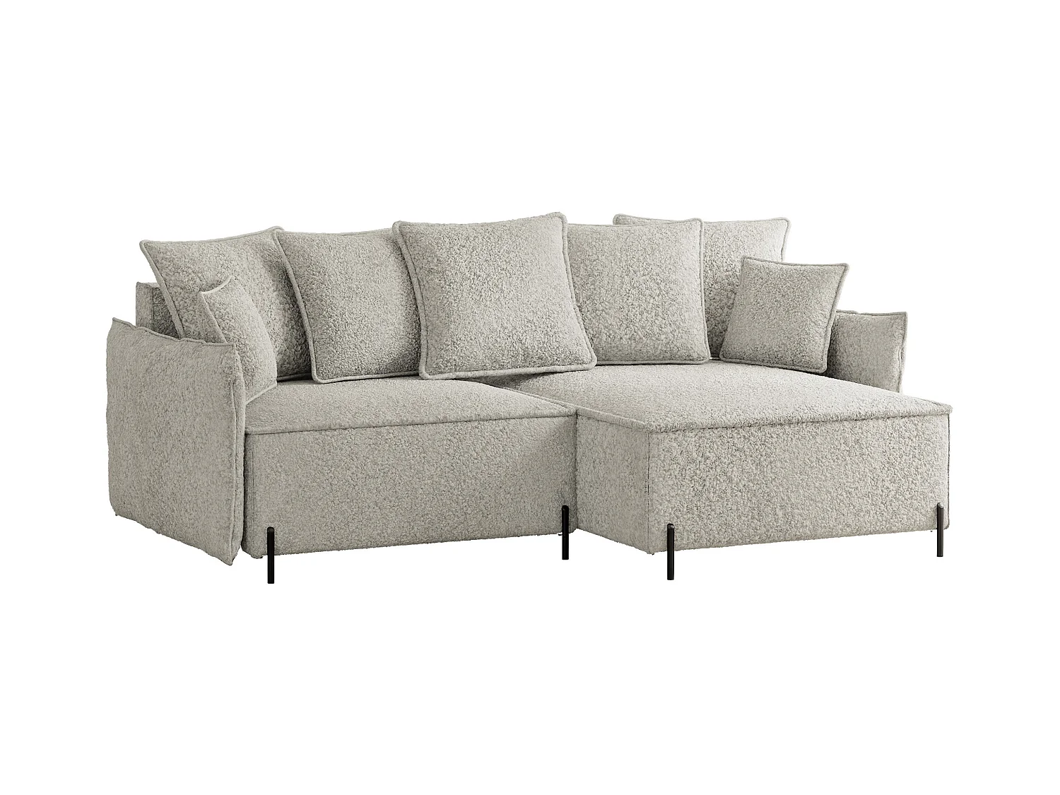 Canapé d'angle droit convertible, creme